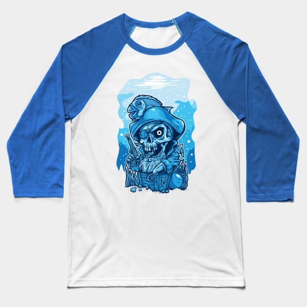 pirate captain skull sea of thieves Baseball T-Shirt by Pixel Poetry